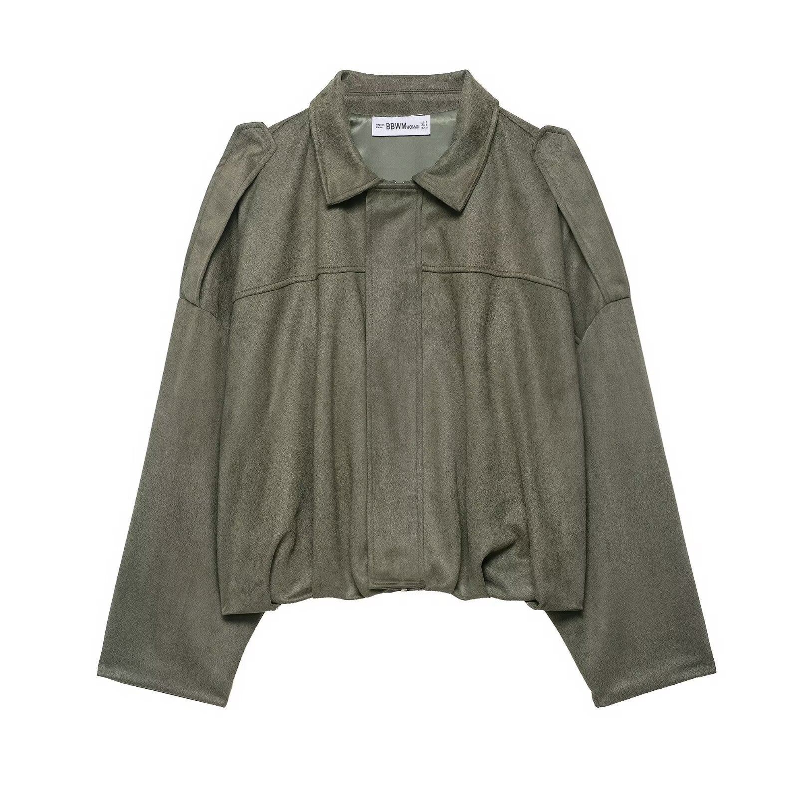 Suede Textured Aviator Long Sleeve Jacket